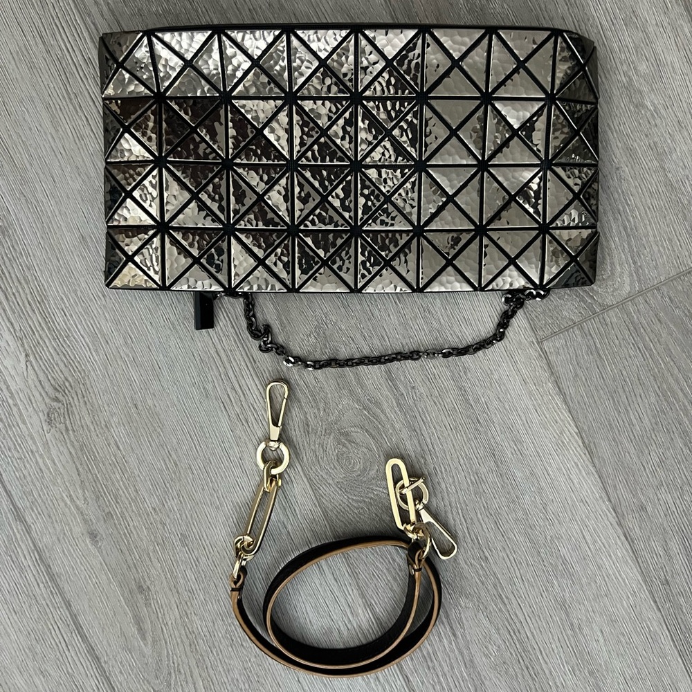 $$SOLD$$ Bao Bao Issey Miyake Metallic Silver and Black Clutch